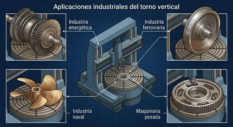 torno vertical en aplicaciones industriales